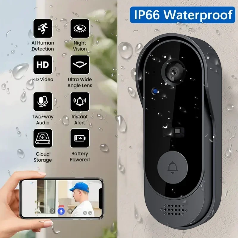 Smart Home Video - Video HD Wireless Waterproof Doorbell Camera,