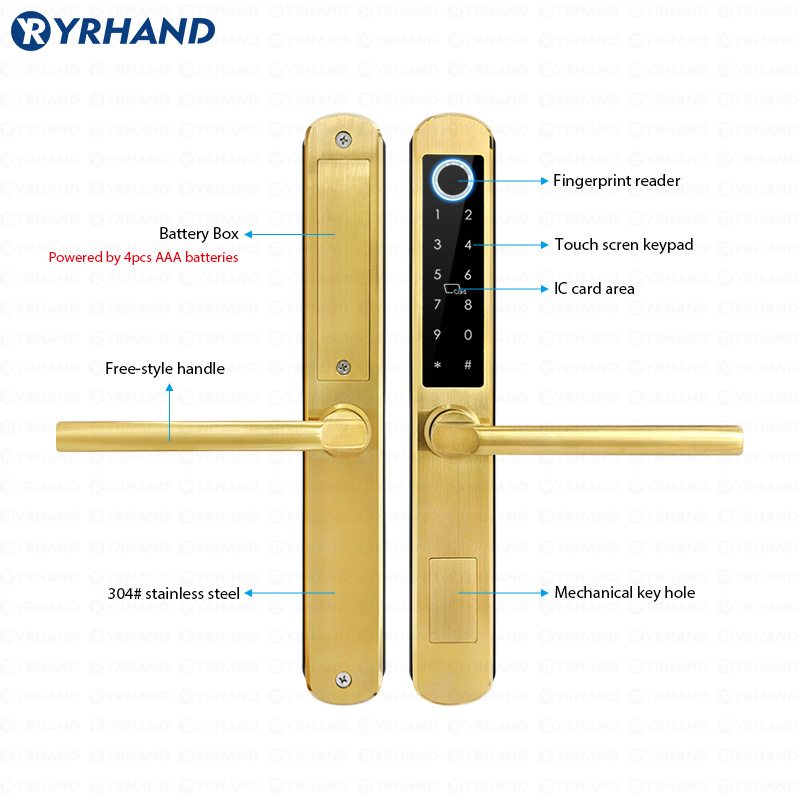 IP66 Gold Stainless Steel Slid - Smart Home Door Lock ulasan dan harga